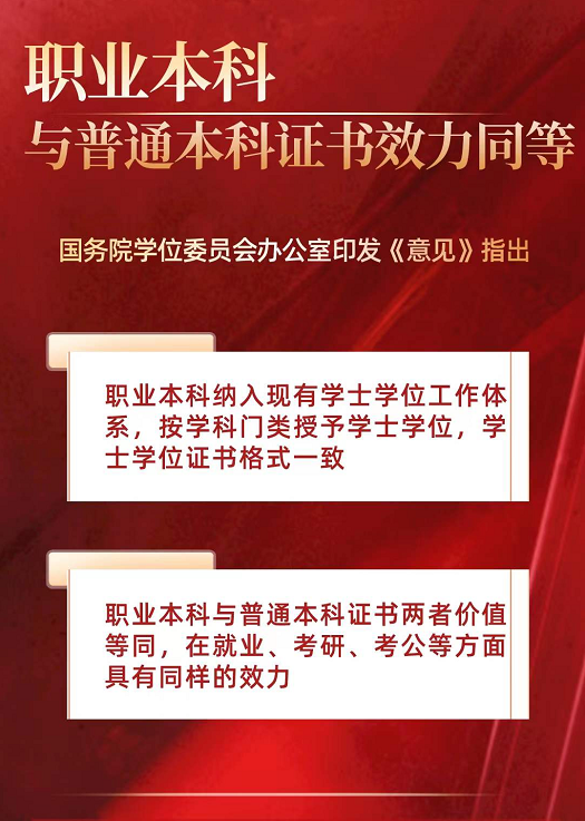 又一利好消息，教育部再發(fā)文：職業(yè)本科與普通本科證書效力同等！